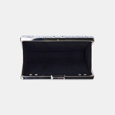Kadın Gümüş Taş İşlemeli Zincir Askılı Abiye Clutch