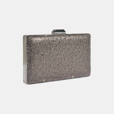 Kadın Gümüş Taşlı Portföy Gece Çantası