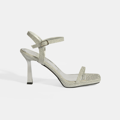 Kadın Gümüş Toka Detaylı Topuklu Abiye Sandalet