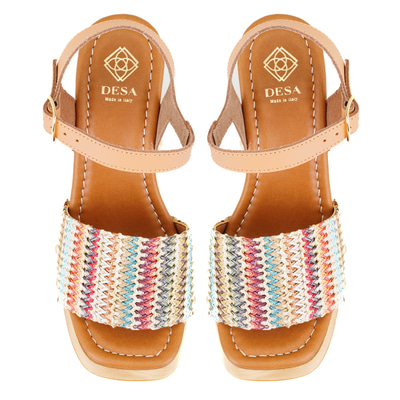 Kadın Hasır Örgülü Topuklu Sandalet