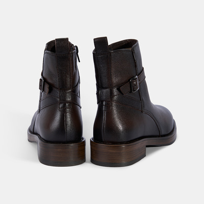 Kadın Kahve Ayarlanabilir Tokalı Deri Bot