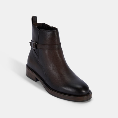 Kadın Kahve Ayarlanabilir Tokalı Deri Bot