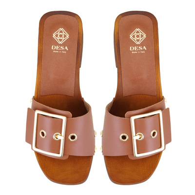 Kadın Kahve Ayarlanabilir Tokalı Deri Terlik