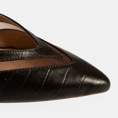 Kadın Kahve Ayarlanabilir Tokalı Deri Abiye Topuklu Terlik