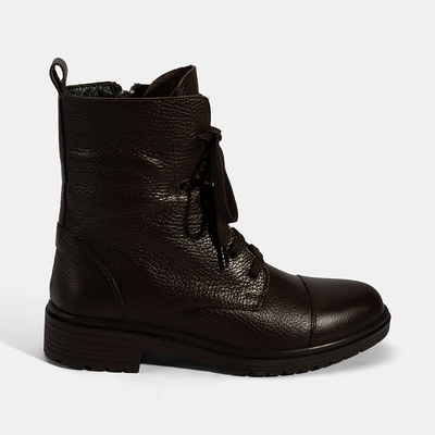 Kadın Kahve Bağcıklı Deri Postal Bot