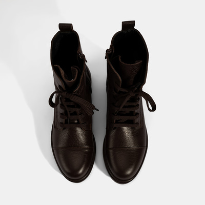 Kadın Kahve Bağcıklı Deri Postal Bot