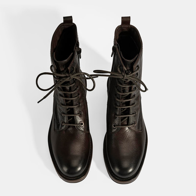 Kadın Kahve Bağcıklı Deri Postal Bot