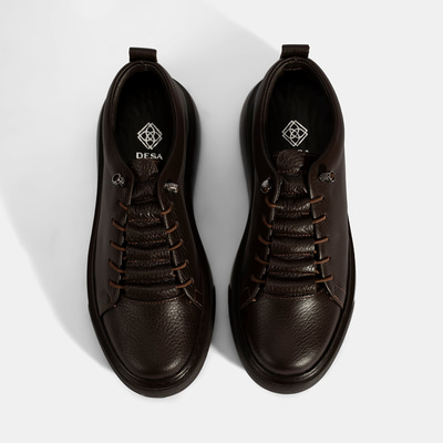 Kadın Kahve Bağcıklı Deri Spor Ayakkabı