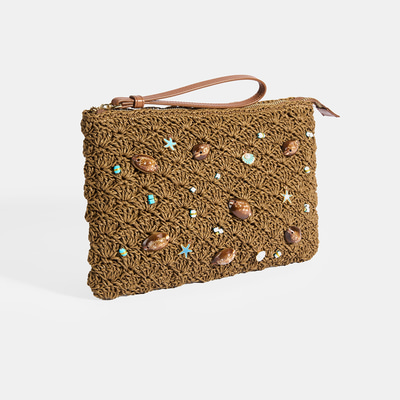 Kadın Kahve Deniz Yıldızı Figürlü El Çantası