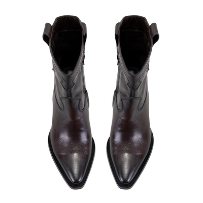 Kadın Kahve Deri Kovboy Bot