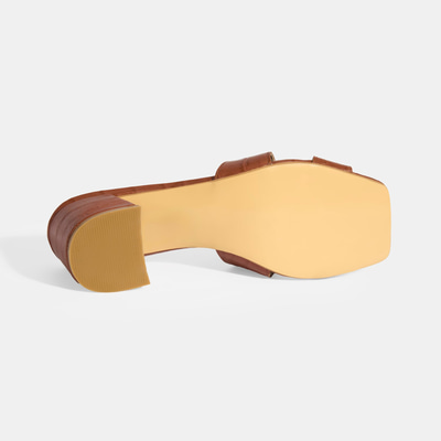 Kadın Kahve Deri Topuklu Terlik