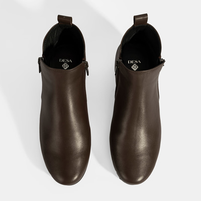 Kadın Kahve DesaComfort Çift Fermuarlı Deri Bot