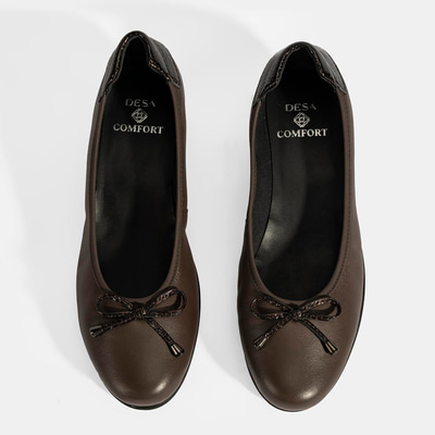 Kadın Kahve Fiyonk Detaylı DesaComfort Deri Ayakkabı