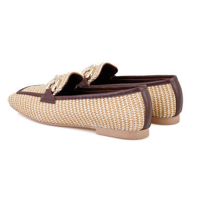 Kadın Kahve Hasır Loafer