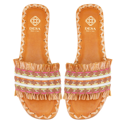 Kadın Kahve Hasır Örgülü Terlik