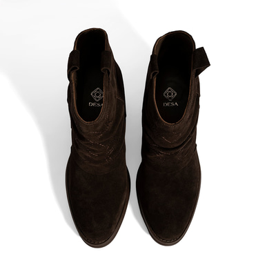 Kadın Kahve İşleme Detaylı Kalın Topuklu Bot