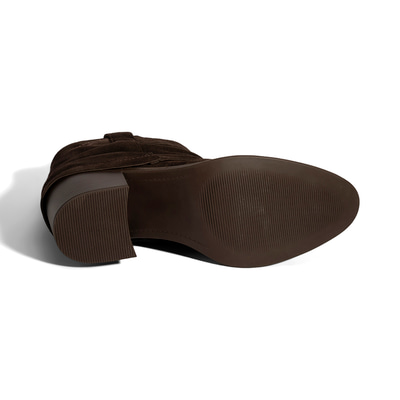 Kadın Kahve İşleme Detaylı Kalın Topuklu Bot