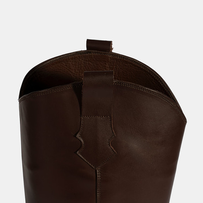 Kadın Kahve Kalın Topuklu Deri Çizme