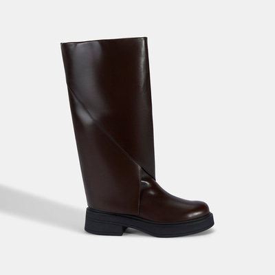 Kadın Kahve Katlama Detaylı Deri Çizme