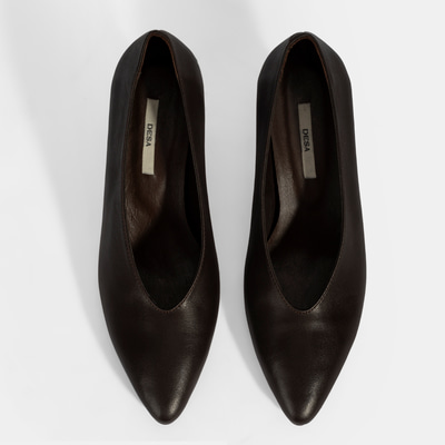 Kadın Kahve Klasik Topuklu Deri Ayakkabı