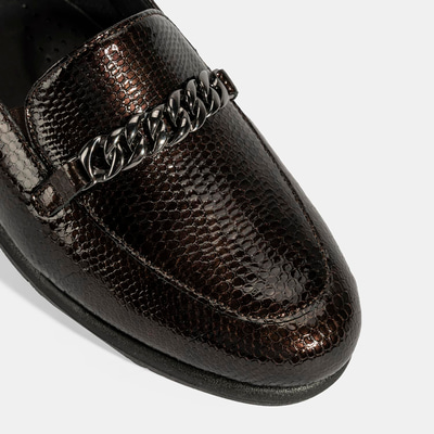 Kadın Kahve Kroko Baskılı DesaComfort Deri Ayakkabı