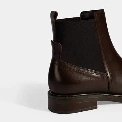 Kadın Kahve Lastik Detaylı Deri Bot