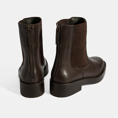 Kadın Kahve Lastikli Deri Chelsea Bot