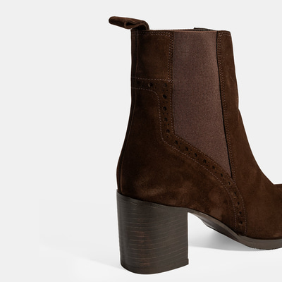 Kadın Kahve Lastikli Topuklu Süet Bot