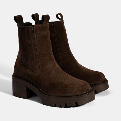 Kadın Kahve Lastikli Topuklu Süet Chelsea Bot