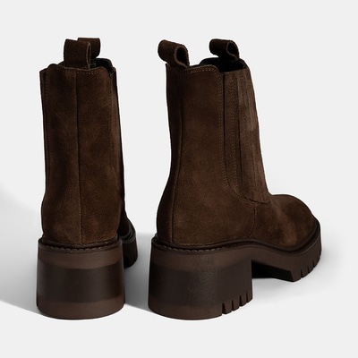 Kadın Kahve Lastikli Topuklu Süet Chelsea Bot