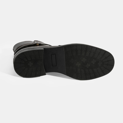 Kadın Kahve Metal Toka Detaylı Fermuarlı Deri Bot