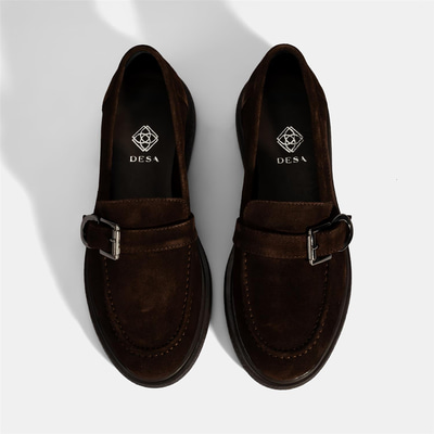 Kadın Kahve Metal Toka Detaylı Süet Loafer