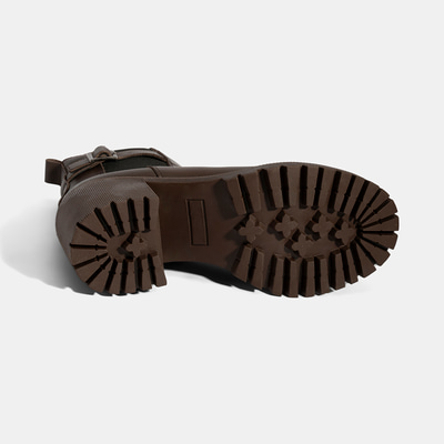 Kadın Kahve Metal Toka Detaylı Topuklu Bot