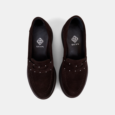 Kadın Kahve Metal Zımba Detaylı Süet Loafer
