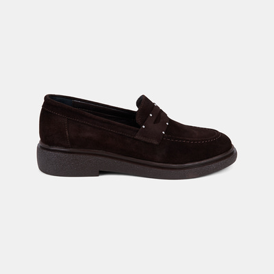 Kadın Kahve Metal Zımba Detaylı Süet Loafer