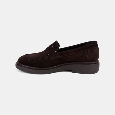 Kadın Kahve Metal Zımba Detaylı Süet Loafer