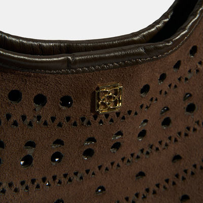 Kadın Kahve Perforeli Süet Omuz Çantası