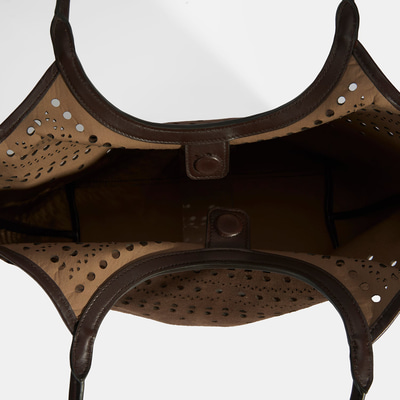 Kadın Kahve Perforeli Süet Omuz Çantası