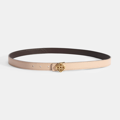 Kadın Kahve / Pudra Çift Taraflı Deri Kemer