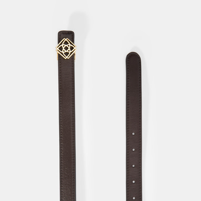 Kadın Kahve / Pudra Çift Taraflı Deri Kemer