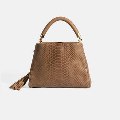 Kadın Kahve Püskül Aksesuarlı Deri El Çantası