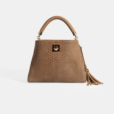 Kadın Kahve Püskül Aksesuarlı Deri El Çantası