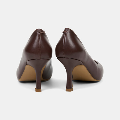 Kadın Kahve Sivri Burunlu Klasik Deri Stiletto