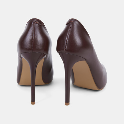 Kadın Kahve Sivri Burunlu Klasik Deri Stiletto