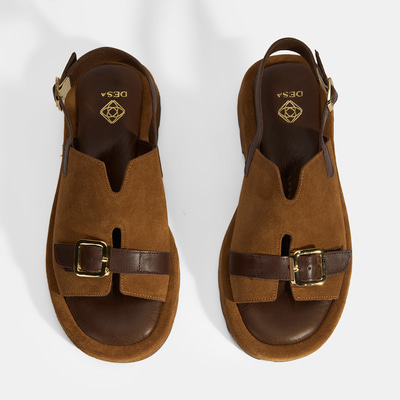 Kadın Kahve Süet Tokalı Sandalet