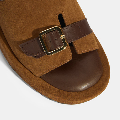 Kadın Kahve Süet Tokalı Sandalet