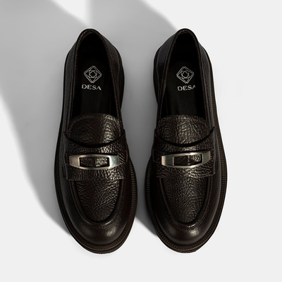 Kadın Kahve Toka Aksesuarlı Kalın Tabanlı Deri Loafer