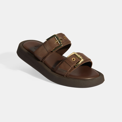 Kadın Kahve Toka Detaylı Deri Terlik 