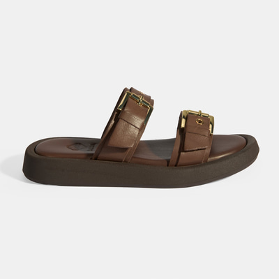 Kadın Kahve Toka Detaylı Deri Terlik 