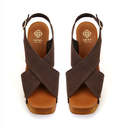 Kadın Kahve Topuklu Süet Deri Sandalet